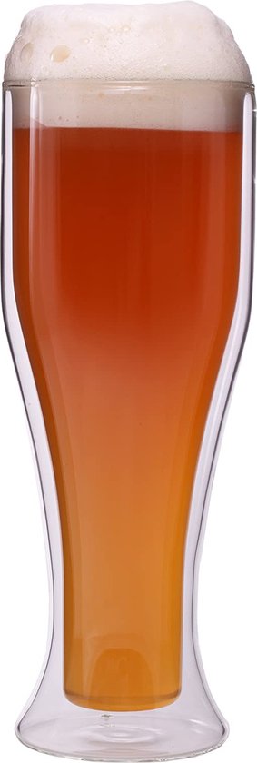 Feelino 500 ml verre à bière blanc à double paroi pour 300 ml dame blé, verre à bière, verre à double paroi, verre thermo, garde le froid plus longtemps froid, blé dame