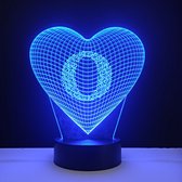3D LED Lamp - Hart Met Letter - O