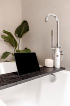 Planche de bain pour le bain 80 cm - Planche de bain chêne - Planche de bain noir - eikenhout durable et solide - Y compris fente pour tablette - eikenhout Massief