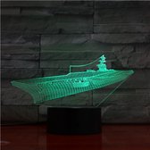 3D Led Lamp Met Gravering - RGB 7 Kleuren - Schip