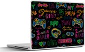 Laptop sticker - 17.3 inch - Pubers - Gaming - Koptelefoon - Patronen - 40x30cm - Laptopstickers - Laptop skin - Cover