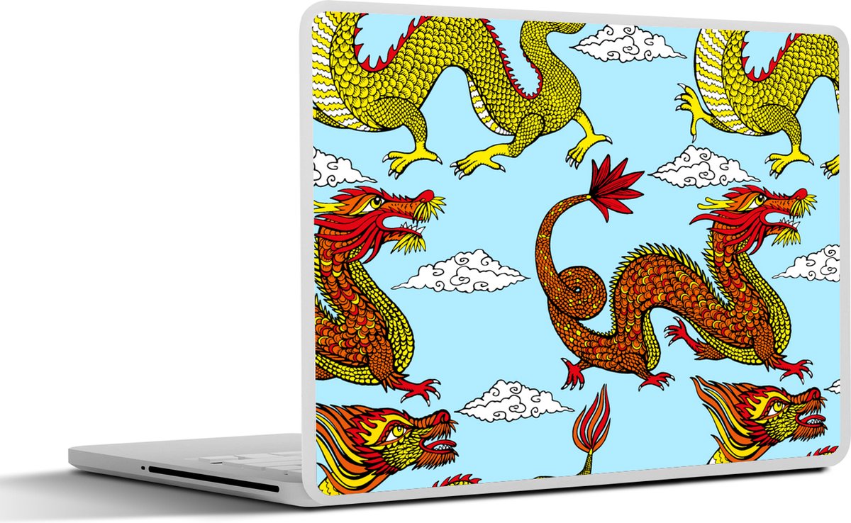 Laptop sticker - 12.3 inch - Draak - Chinees - Patronen - 30x22cm - Laptopstickers - Laptop skin - Cover