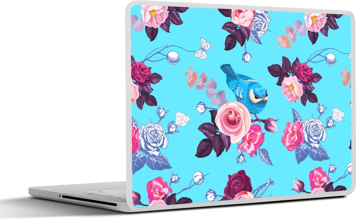 Laptop sticker - 15.6 inch - Vogel - Bloemen - Patronen - 36x27,5cm - Laptopstickers - Laptop skin - Cover