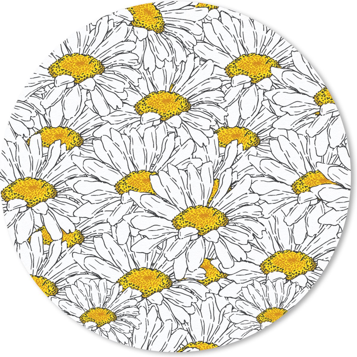 Muismat rond 30x30 cm - Mousepad Bloemen - Wit - Lente - Patronen - Ronde muismatten