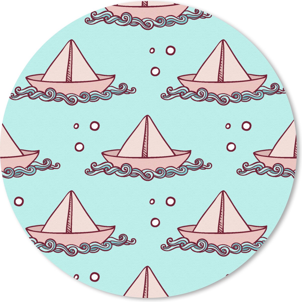 Muismat rond 30x30 cm - Mousepad Golf - Boot - Patronen - Kinderen - Avontuur - Ronde muismatten