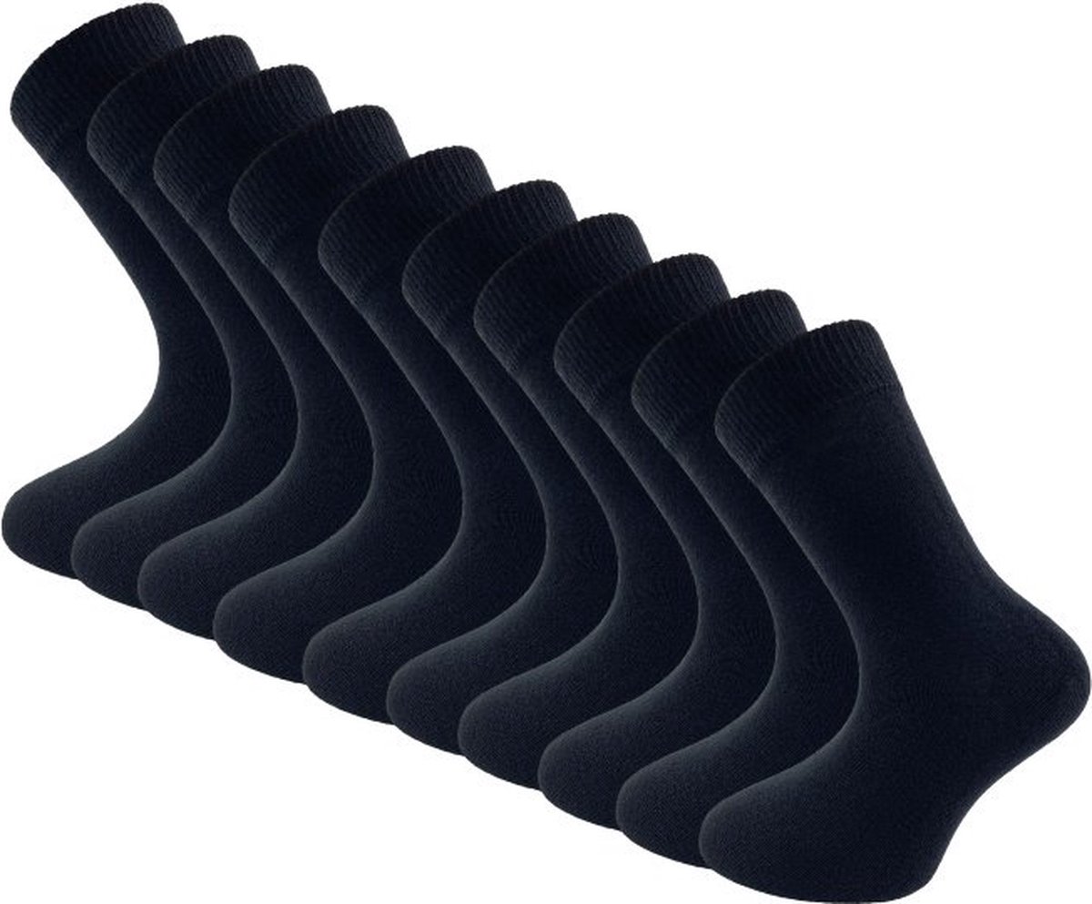 10 paar Kindersokken - SQOTTON® - Zwart - Maat 23-26