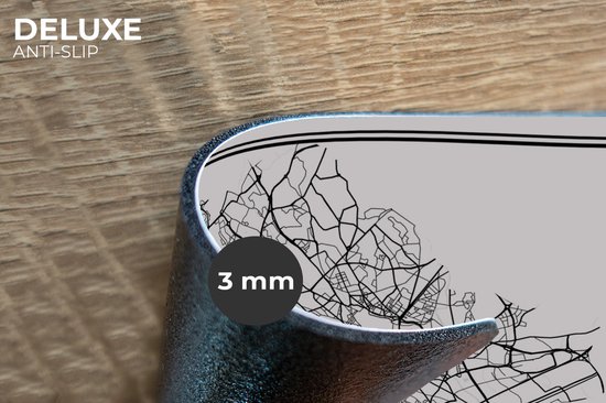 Set de table - Napperons plastique - Montpellier - Carte - Wit Zwart - Plan de la ville - Carte - 45x30 cm - 6 pièces - Résistant à la chaleur - Antidérapant - Sous-couche - Amovible