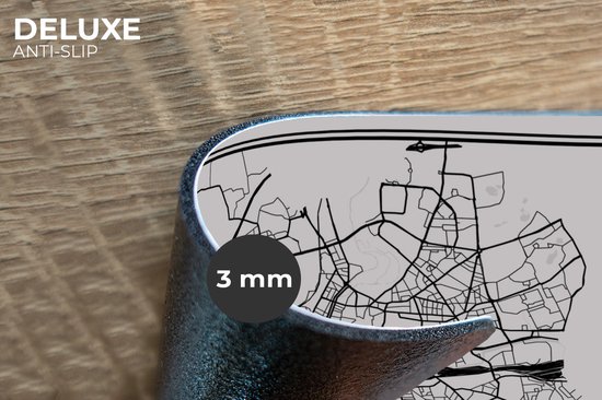 Set de table - Napperons plastique - Rennes - Carte - Plan de la ville - Wit Zwart - Carte - 45x30 cm - 6 pièces - Résistant à la chaleur - Antidérapant - Sous-couche - Amovible