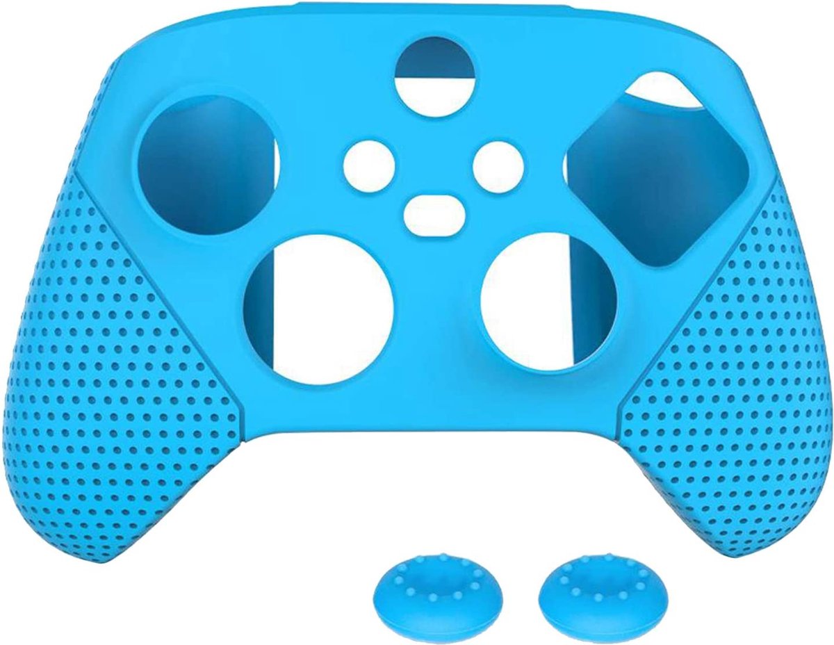 Zachte Antislip Siliconen hoesje Controller Cover Skins Duimgrepen Joystick Caps Beschermhoes voor Xbox Series S X Controller - Blauw