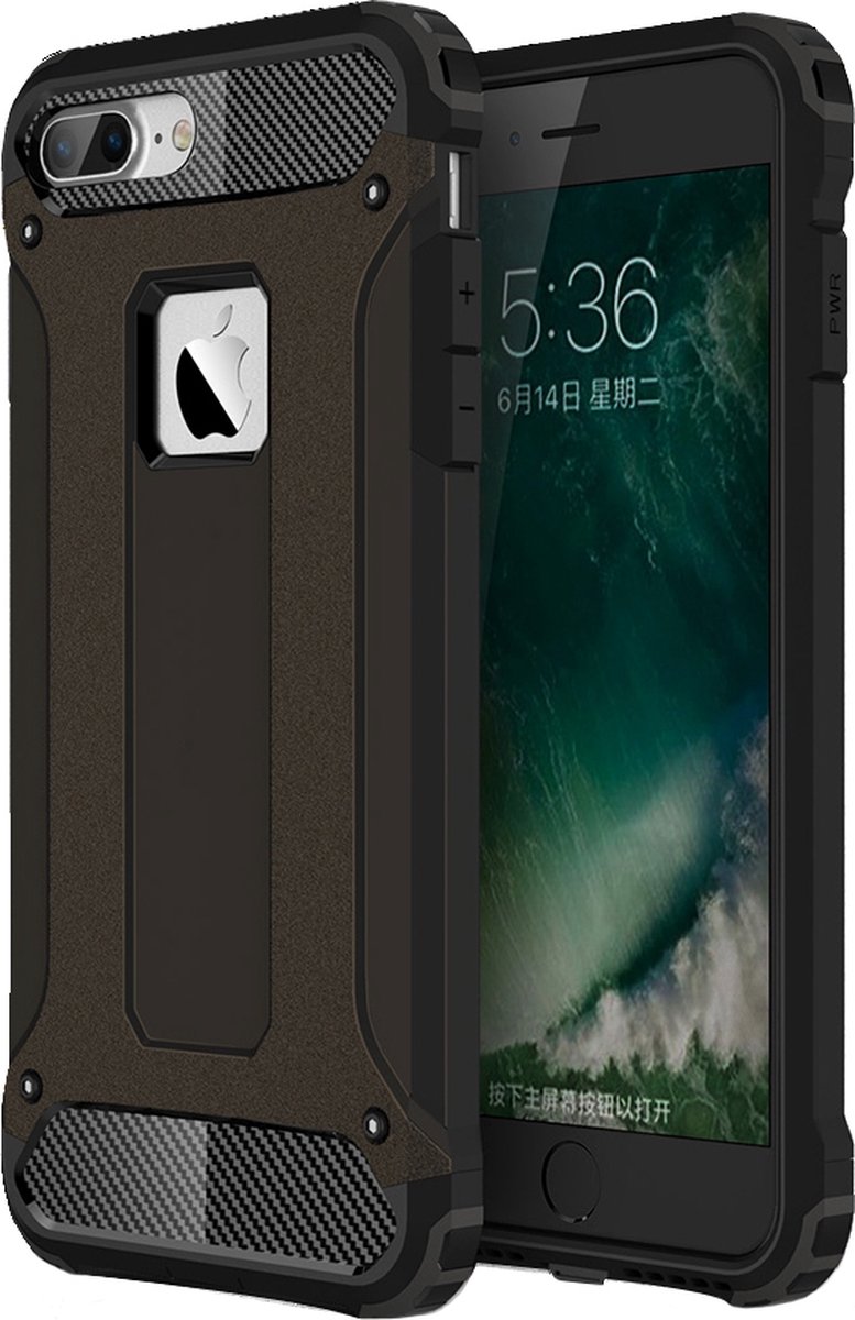 Mobigear Hoesje geschikt voor Apple iPhone 8 Plus Telefoonhoesje Hardcase | Mobigear Outdoor Backcover Shockproof | Schokbestendig iPhone 8 Plus Telefoonhoesje | Anti Shock Proof - Zwart