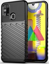 Mobigear Hoesje geschikt voor Samsung Galaxy M31 Telefoonhoesje Flexibel TPU | Mobigear Groove Backcover | Galaxy M31 Case | Back Cover - Zwart