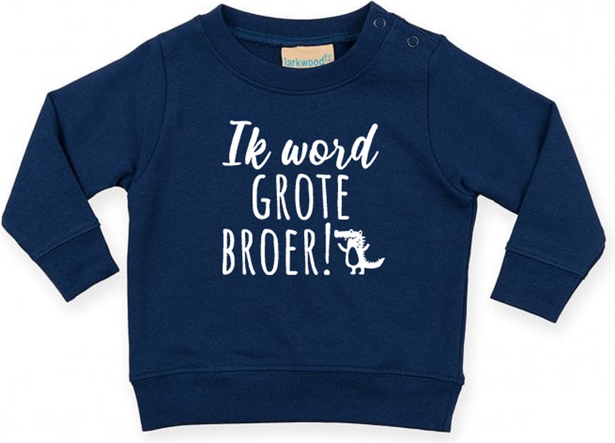 Sweater Jongen Donkerblauw - Ik Word Grote Broer - 86 CM - Zwangerschapsaankondiging