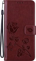 Mobigear Telefoonhoesje geschikt voor HONOR 50 Lite Hoesje | Mobigear Roses Bookcase Portemonnee | Pasjeshouder voor 2 Pasjes | Telefoonhoesje voor Pinpas / OV Kaart / Rijbewijs - Bruin