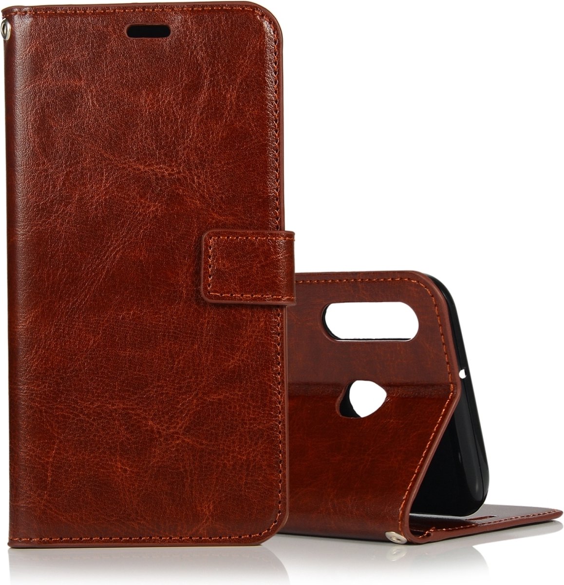 Mobigear Telefoonhoesje geschikt voor Samsung Galaxy A40 Hoesje | Mobigear Wallet Bookcase Portemonnee | Pasjeshouder voor 3 Pasjes | Telefoonhoesje voor Pinpas / OV Kaart / Rijbewijs - Bruin