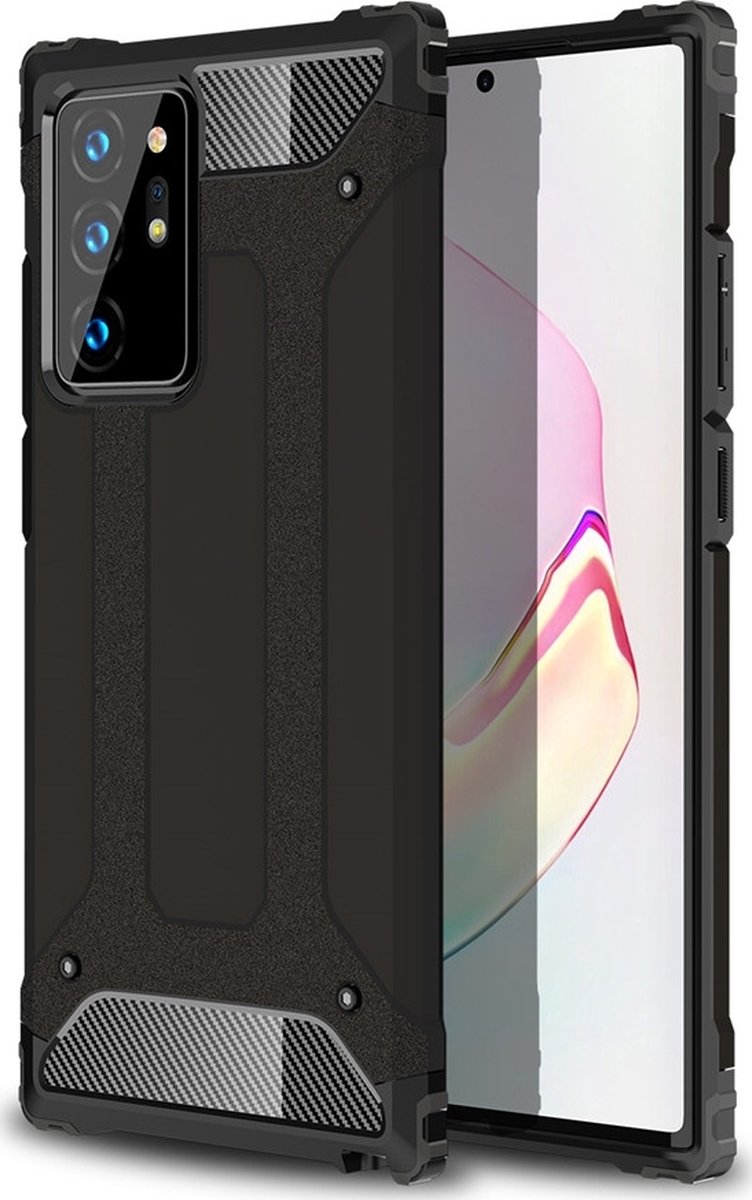 Mobigear Hoesje geschikt voor Samsung Galaxy Note 20 Ultra Telefoonhoesje Hardcase | Mobigear Outdoor Backcover Shockproof | Schokbestendig Galaxy Note 20 Ultra Telefoonhoesje | Anti Shock Proof - Zwart