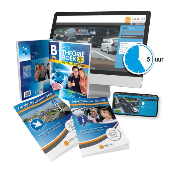 Theorieboek Rijbewijs B - Auto Theorie Pakket met 2500 Oefenvragen en 40 Examens, CBR Informatie en Verkeersborden - VekaBest