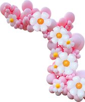 Ballonnenboog Madelief| Daisy DIY - verjaardagsfeest  -babyshower - meisje - bloem - roze decoratie - Roze ballon - babyballonnen - pink Balloons - Baby shower versiering - Roze ballonnen pakket - feestversiering - feestpakket - roze ballonnen-