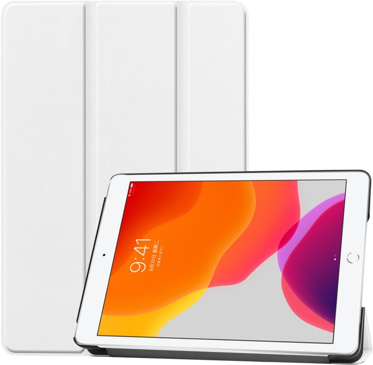Mobigear Tablethoes geschikt voor Apple iPad 9 (2021) Hoes | Mobigear Tri-Fold Bookcase - Wit