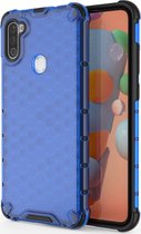 Mobigear Hoesje geschikt voor Samsung Galaxy A11 Telefoonhoesje Hardcase | Mobigear Honeycomb Backcover Shockproof | Schokbestendig Galaxy A11 Telefoonhoesje | Anti Shock Proof - Blauw