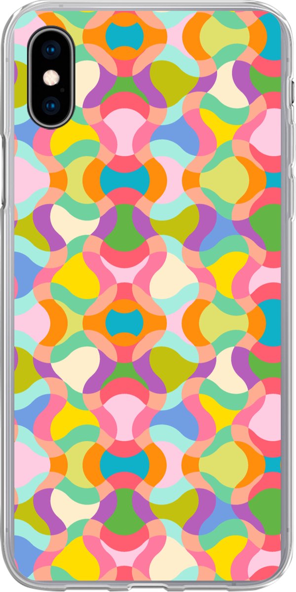 Telefoonhoesje Geschikt voor iPhone Xs hoesje - Design - Abstract - Kleuren - Retro - Siliconen Telefoonhoesje Telefoonhoesje