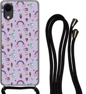 Hoesje met koord Geschikt voor iPhone XR - Patronen - Regenboog - Kroon - Girl - Kids - Kinderen - Siliconen - Crossbody - Backcover met Koord - Telefoonhoesje met koord - Hoesje met touw