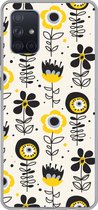 Telefoonhoesje Geschikt voor Samsung Galaxy A51 hoesje - Meiden - Bloemen - Blaadjes - Patronen - Girl - Kids - Kinderen - Siliconen Telefoonhoesje