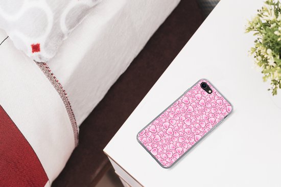 Coque iPhone SE 2020 - Meiden - Hartjes - Rose - Motifs - Fille - Enfant - Enfants - Coque de téléphone en Siliconen