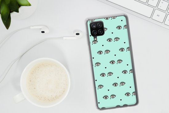 Coque Samsung Galaxy A12 - Filles - Yeux - Hartjes - Motifs - Fille - Kids - Enfants - Coque de téléphone en Siliconen