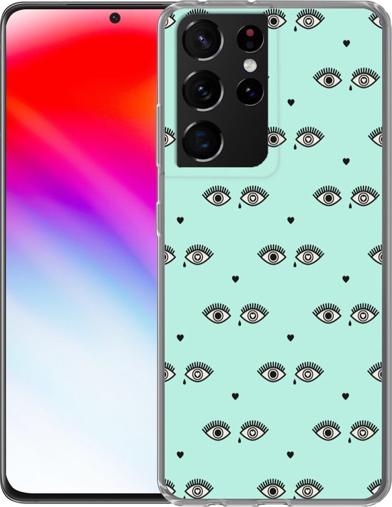 Coque Samsung Galaxy S21 Ultra - Filles - Yeux - Hartjes - Motifs - Coque de téléphone en Siliconen -