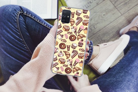 Telefoonhoesje Geschikt voor Samsung Galaxy A51 5G hoesje - Meisje - Eten - Taart - Patronen - Girl - Kids - Kinderen - Meiden - Siliconen Telefoonhoesje Telefoonhoesje