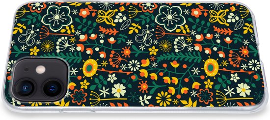 Coque iPhone 12 mini - Filles - Papillon - Plantes - Motifs - Fille - Kids - Enfants - Meiden - Coque de téléphone en Siliconen