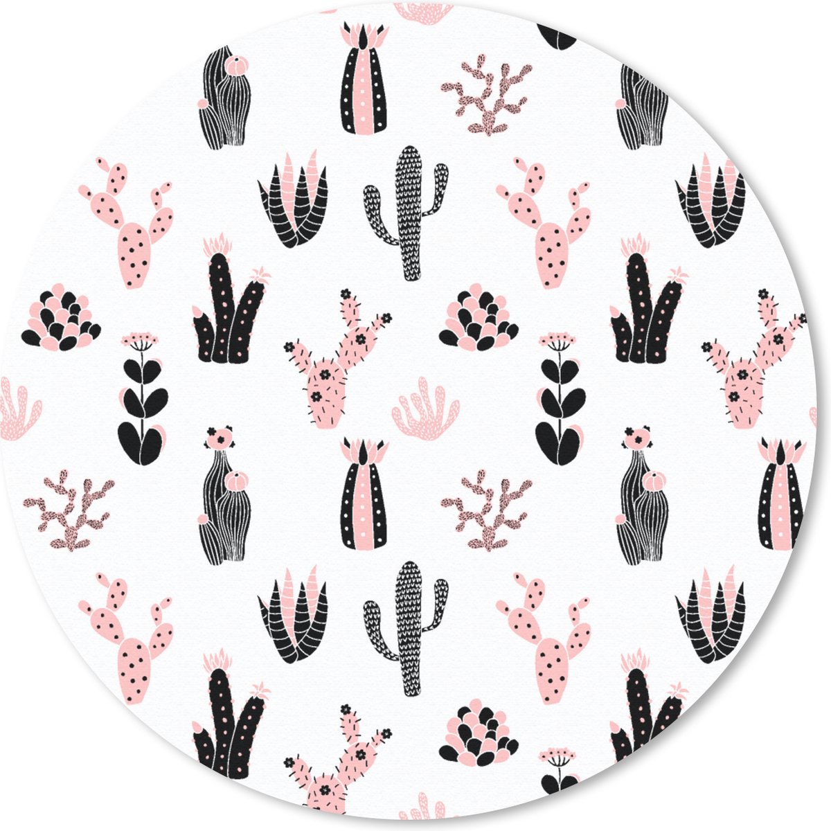 Muismat rond 50x50 cm - Mousepad Meiden - Cactus - Roze - Patronen - Girl - Kids - Kinderen - Ronde muismatten