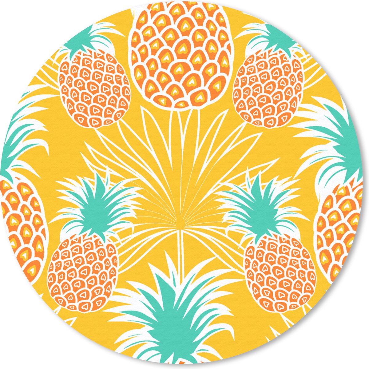 Muismat rond 50x50 cm - Mousepad Jungle - Ananas - Fruit - Design - Ronde muismatten