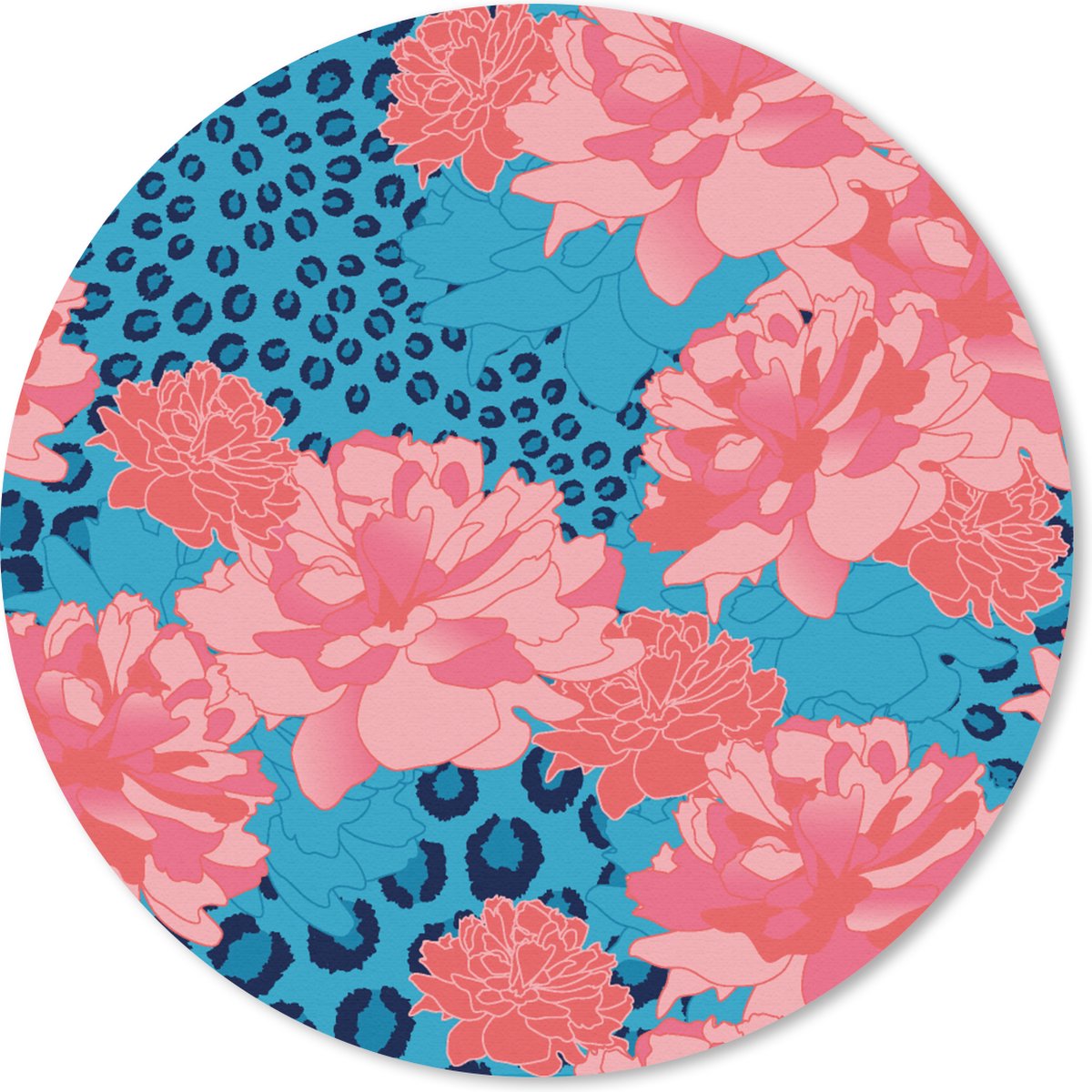 Muismat rond 20x20 cm - Mousepad Patronen - Jungle - Bloem - Luipaard print - Ronde muismatten