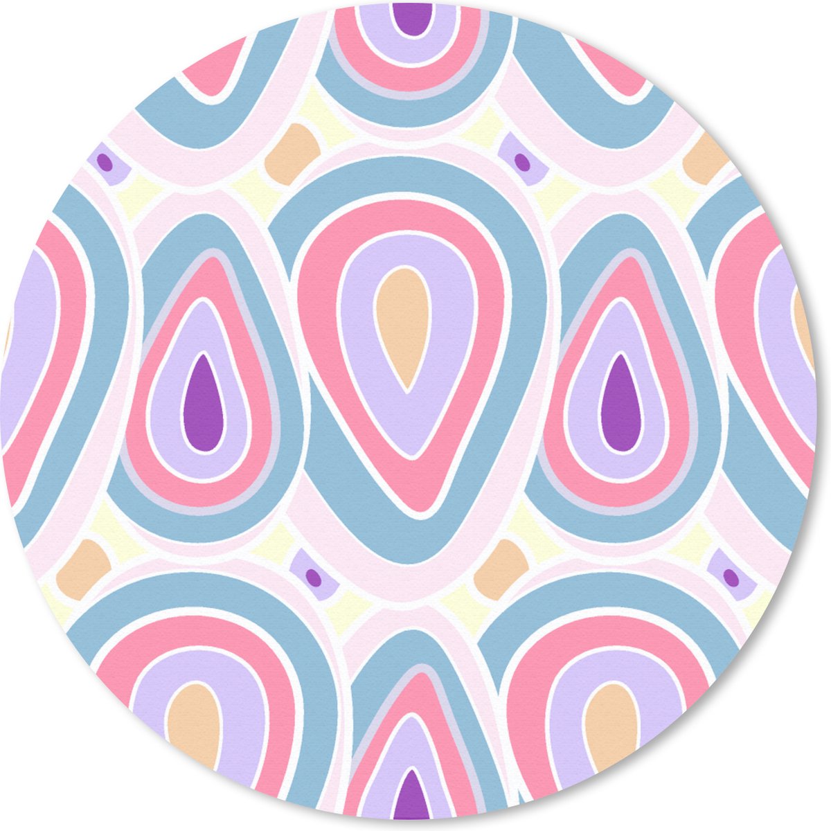 Muismat rond 30x30 cm - Mousepad Patroon - Agaat - Retro - Paars - Ronde muismatten