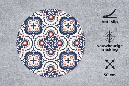 Muismat rond 50x50 cm - Mousepad Bloemen - Retro - Design - Ronde muismatten