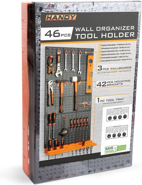 HANDY - Porte-outil mural pour Garage ou remise - 3 panneaux - Avec  accessoires! - Organisateur d'outils - Mur d'outils - Système de suspension  