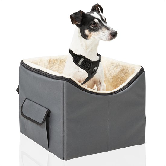 Siège auto pour chien de Luxe - Siège auto pliable pour Chiens - Voiture lit pour chien - Taille S - Pour petites races de chiens - 41,5x39x32 cm - Grijs
