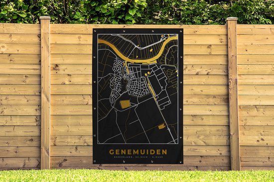 Décoration murale Carte - Plan de ville - Genemuiden - Carte - 120x180 cm - Poster jardin - Toile jardin - Poster extérieur