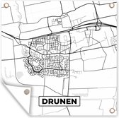 Tuinposters Drunen - Zwart Wit - Stadskaart - Kaart - Plattegrond - Nederland - 50x50 cm - Tuindoek - Buitenposter