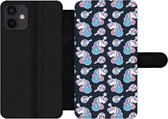 Bookcase Geschikt voor iPhone 12 Mini telefoonhoesje - Meisje - Unicorn - Lolly snoep - Patronen - Girl - Kids - Kinderen - Met vakjes - Wallet case met magneetsluiting