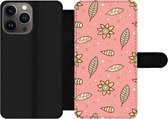 Bookcase Geschikt voor iPhone 13 Pro Max telefoonhoesje - Patronen - Bloemen - Bladeren - Girl - Kids - Kinderen - Met vakjes - Wallet case met magneetsluiting