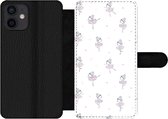 Bookcase Geschikt voor iPhone 12 telefoonhoesje - Meiden - Ballet - Roze - Patronen - Girl - Kids - Kinderen - Met vakjes - Wallet case met magneetsluiting