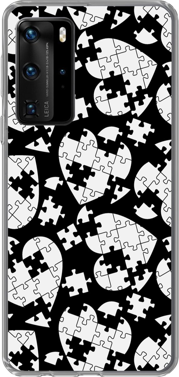 Telefoonhoesje Geschikt voor Huawei P40 Pro hoesje - Meiden - Puzzel - Hart - Patronen - Girl - Kids - Kinderen - Siliconen Telefoonhoesje Telefoonhoesje