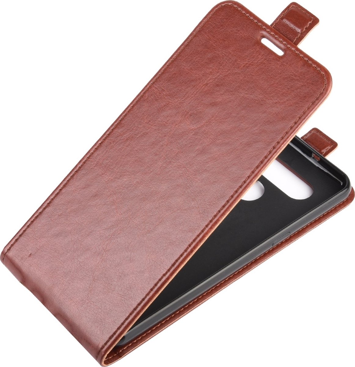 Mobigear Telefoonhoesje geschikt voor LG K51s Hoesje | Mobigear Flipcase | Pasjeshouder voor 1 Pasje | Telefoonhoesje voor Pinpas / OV Kaart / Rijbewijs - Bruin