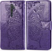 Mobigear Telefoonhoesje geschikt voor OPPO A9 (2020) Hoesje | Mobigear Butterfly Bookcase Portemonnee | Pasjeshouder voor 3 Pasjes | Telefoonhoesje voor Pinpas / OV Kaart / Rijbewijs - Paars