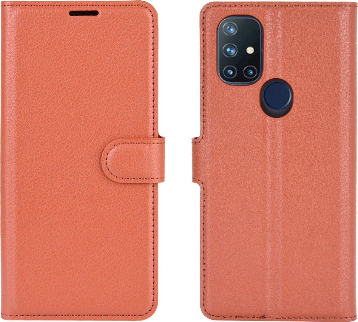 Mobigear Telefoonhoesje geschikt voor OnePlus Nord N10 5G Hoesje | Mobigear Classic Bookcase Portemonnee | Pasjeshouder voor 3 Pasjes | Telefoonhoesje voor Pinpas / OV Kaart / Rijbewijs - Bruin