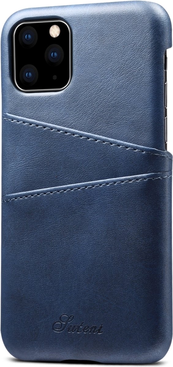 Suteni Cardslot Telefoonhoesje geschikt voor Apple iPhone 11 Pro Hoesje Backcover + Kaarthouder - Blauw