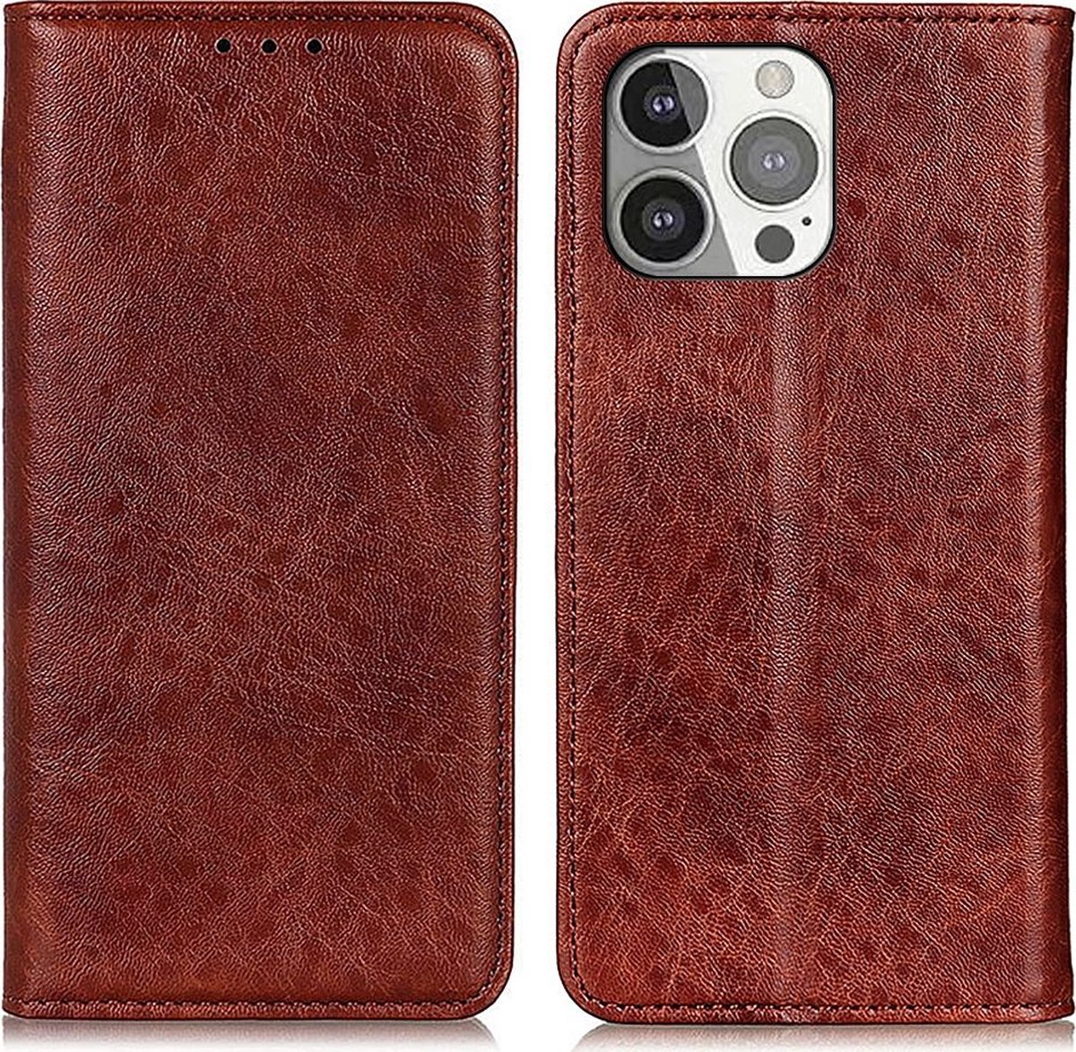 Mobigear Classic Elegance Telefoonhoesje geschikt voor Apple iPhone 13 Pro Hoesje Bookcase Portemonnee - Bruin