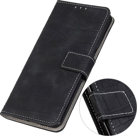 Etui Portefeuille Mobigear Crocodile Luxury Noir Samsung Galaxy A21